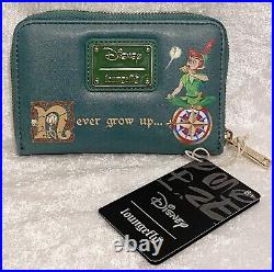 NWT Loungefly Peter Pan Classic Book Crossbody Backpack with Wallet Disney