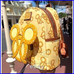 New 2022 Disney Parks Mickey Pretzel Backpack by Loungefly NWT