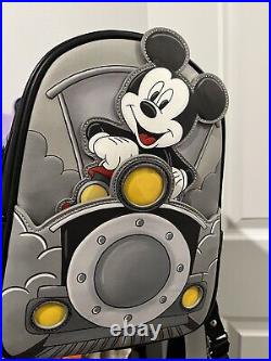 New Licensed Light Up Loungefly Disney Mickey Train Conductor Mini Backpack