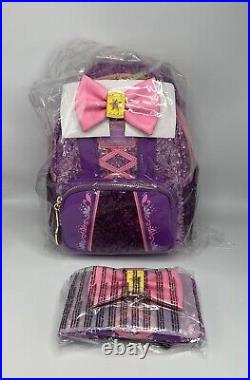 New Loungefly Disney Exclusive Rapunzel Sequin Mini Backpack With Wallet NWT