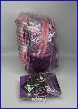 New Loungefly Disney Exclusive Rapunzel Sequin Mini Backpack With Wallet NWT