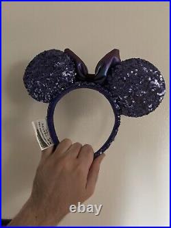 READ Disney Parks Loungefly Backpack/Wallet/Ears Purple Potion Sequin HTF