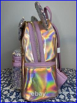 WDW 50th Anniversary EARidescent Pink Sequin Loungefly Mini Backpack Disney NWT