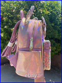 WDW 50th Anniversary EARidescent Pink Sequin Loungefly Mini Backpack Disney NWT