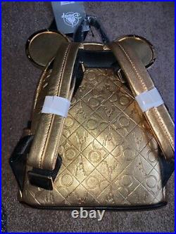 Walt Disney World 50th Anniversary Gold Leather Castle Luxe Backpack Loungefly